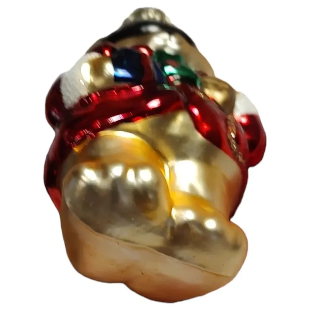 Gentleman Bear with Present Ornament Hand Blown Glass Thomas Pacconi Classics 02